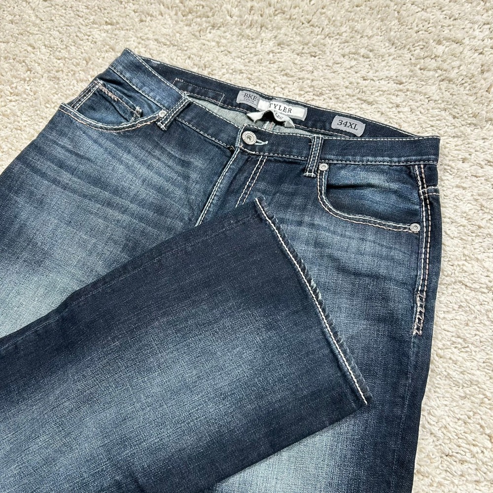 BKE Tyler Bootleg Jeans 34XL 34X34 Dark Wash Contrast Denim Rockabilly Y2K